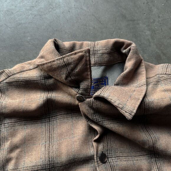 Vintage 60s Sportsman Cal Made Loop Collar Shadow Plaid Flap Pocket Large Shirt - Picture 4 of 5